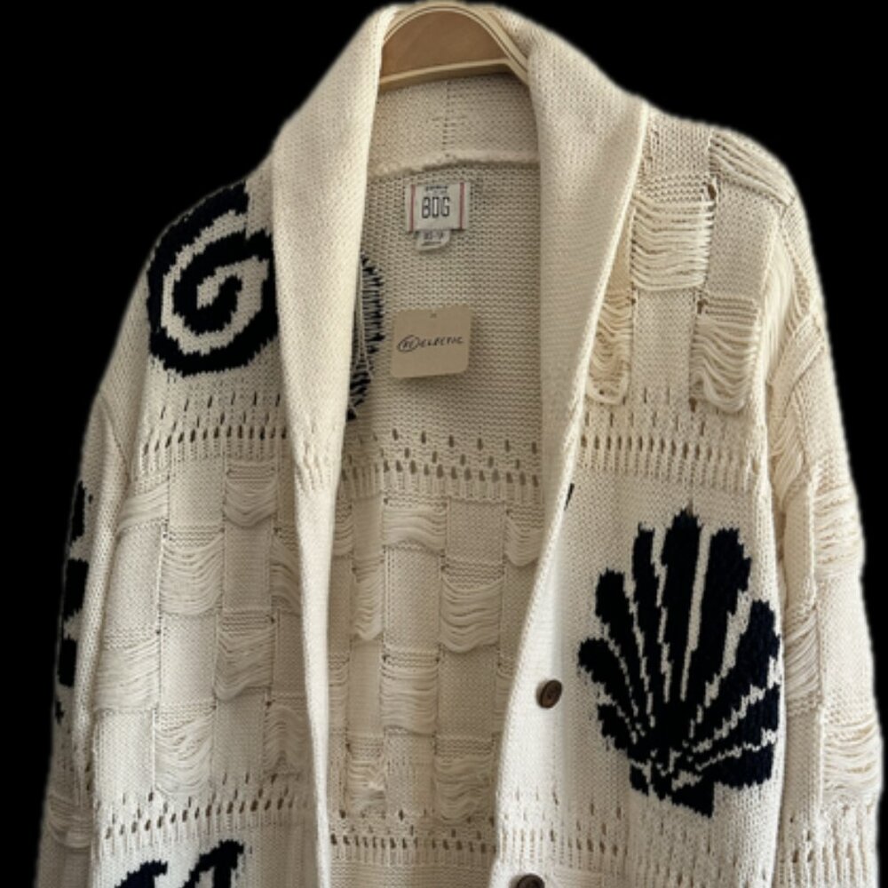 LOFTY COTTON BLEND  KNIT CARDIGAN UNIQUILY TEXTURED WITH AN OVERSIZED FIT